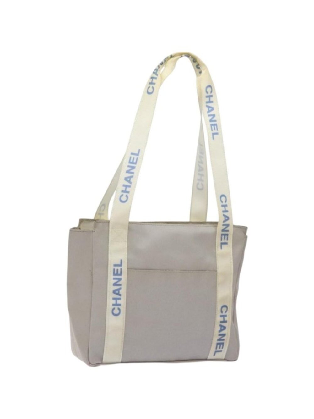 CHANEL Tote Bag PVC Canvas Greige Silver CC